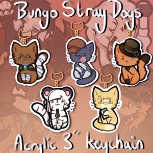 BSD Dazai Chuuya Ranpo Cats Set Bungo Stray Dogs Acrylic 3&quot;