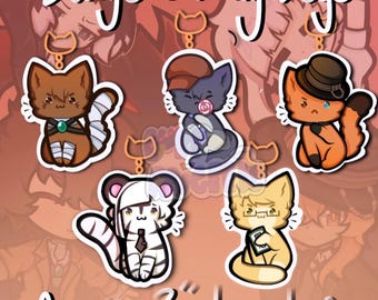 Llavero acrílico de 7,6 cm (3") con diseño de gatos Ranpo de BSD Dazai Chuuya y Bungo Stray Dogs.
