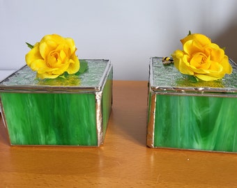 stained glass trinket boxes