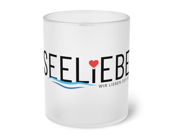 Geschenktasse Kaffeetasse Bodensee Lake Constance Urlaub  Geschenk Design von Seeliebe® Frosted Glass