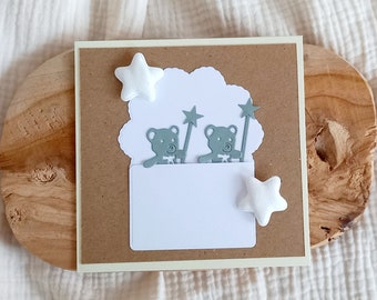 Carte de naissance à personnaliser Carte félicitations Carte naissance bébé Carte fait main Carte de naissance jumeaux à personnaliser
