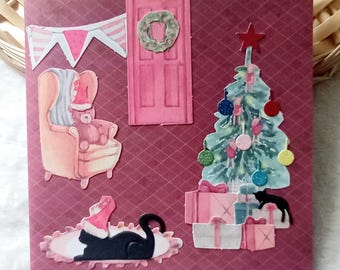 Carte de Noël,  Carte cadeau de Noël,  Carte joyeux Noël,  Carte de vœux fait main
