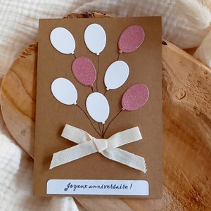 Carte d'anniversaire, carte anniversaire ballons, carte joyeux anniversaire, carte fait main, carte anniversaire fille,  carte femme