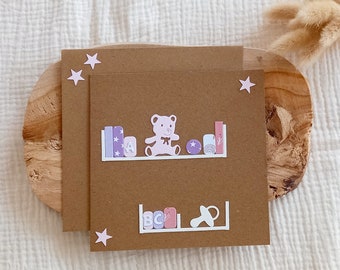 Personalized birth card, baby birthday card, girl birth card Baby birth card