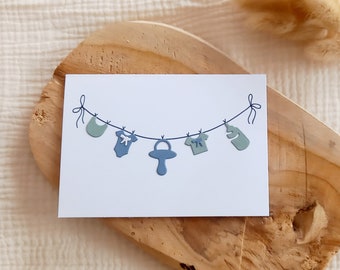 Carte la lessive de bébé,  carte bienvenue bébé,  carte de félicitations