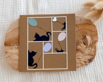 Greeting card, mother's day, happy birthday card for women, happy birthday card for girls, birthday card, handmade card, cat card