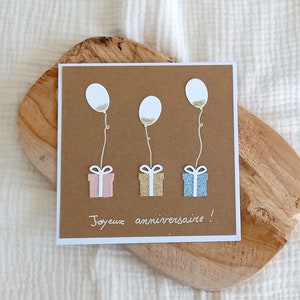 Birthday card, happy birthday card, balloon card, greeting card, glitter card
