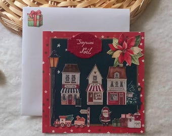 Carte de Noël,  Carte cadeau de Noël,  Carte joyeux Noël,  Carte de vœux fait main