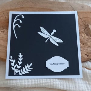 Carte deuil, carte condoléances, carte tendres pensées, carte sobre, carte simple deuil