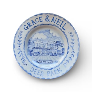 Personalized Wedding Venue Ceramic Plate – Hand-Painted Heirloom Dish