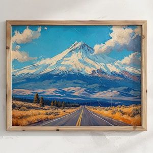 Mount Shasta Digital Print | Mountain Wall Art | Digital Oil Painting | | Mountain Landscape Art | California Mountain Art | Wilderness Art