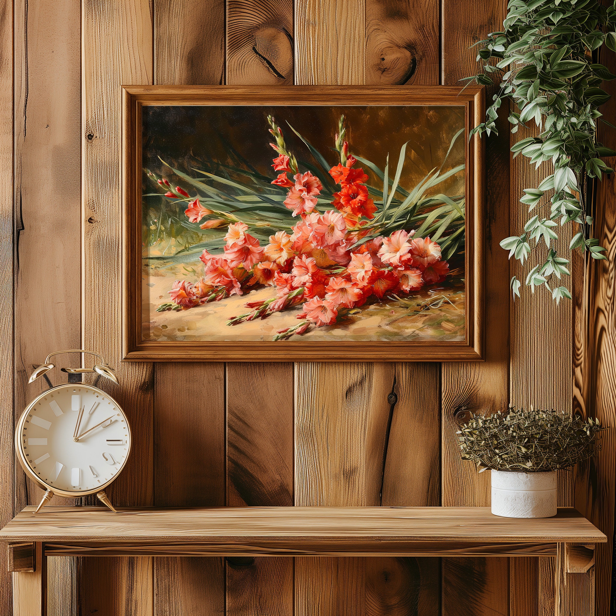 グラジオラスの絵画 | ヴィンテージの花の静物画 | ヴィンテージの花の