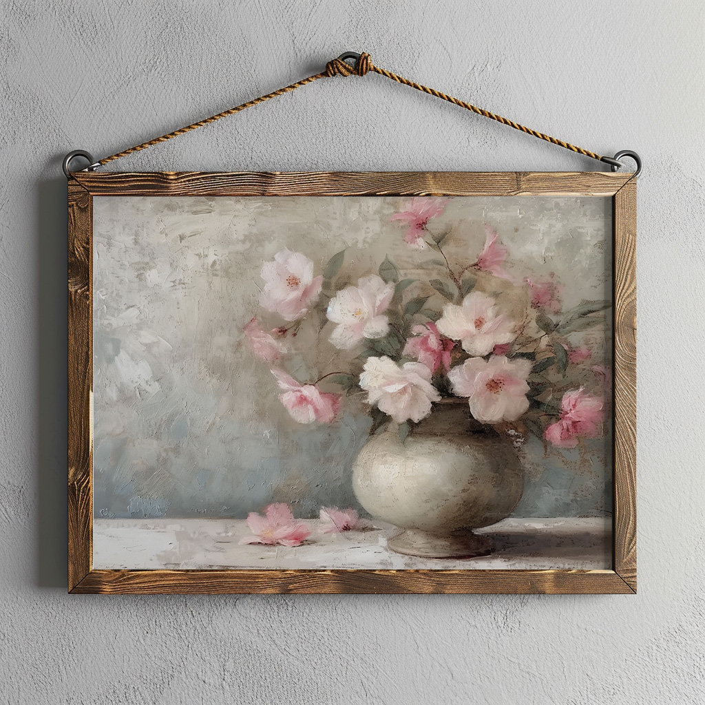 Pink Flowers in Vase | Floral Wall Art | Pastel Flower Canvas Print ...