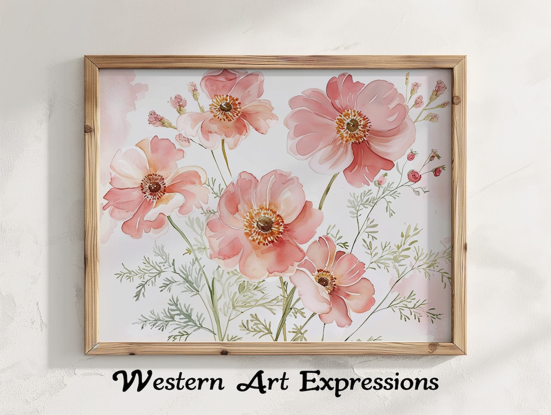 Pink Flowers Watercolor | Watercolor Flowers Wall Art | Botanical Print ...