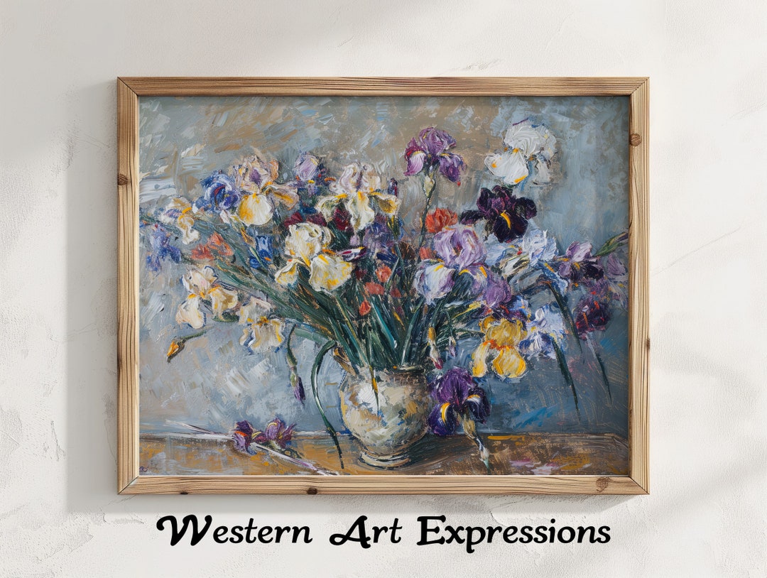 Irises in Vase - Oil Painting | Impressionist Floral Painting ...