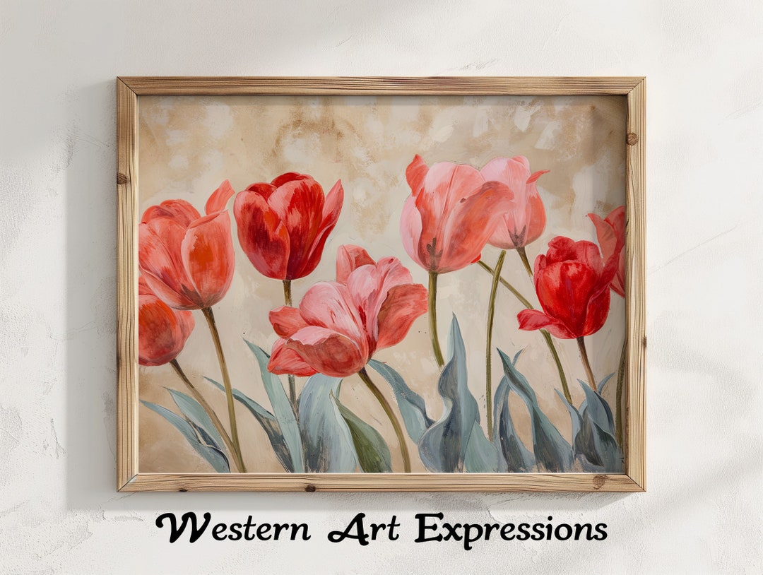 Tulips | Farmhouse Decor | Red Tulips Canvas Art | Floral Wall Decor ...