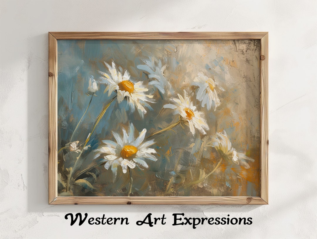 Daisies on Canvas | Vintage Art Print | Floral Wall Art Decor ...