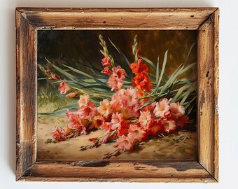 グラジオラスの絵画 | ヴィンテージの花の静物画 | ヴィンテージの花の