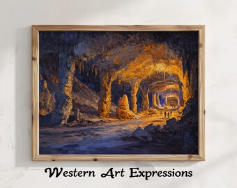 Lehman Caves, Great Basin National Park | Landscape Oil Painting | Digital Download | Rustic Home Decor | Printable Wall Art | Cave Painting