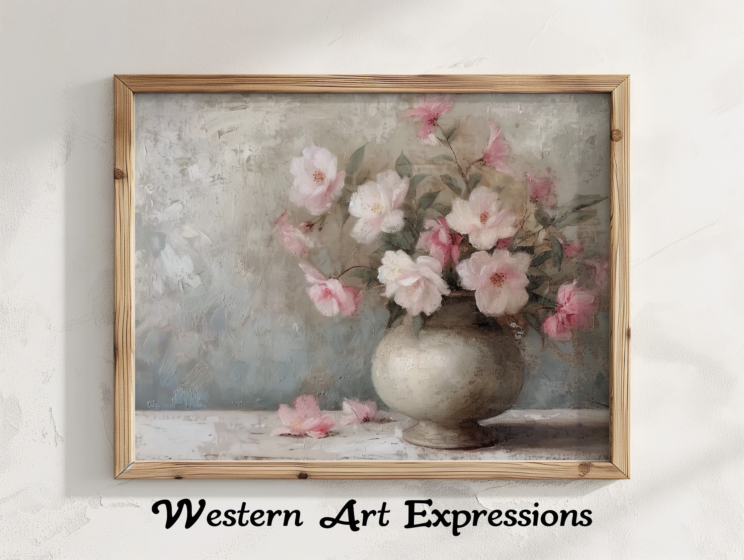Pink Flowers in Vase | Floral Wall Art | Pastel Flower Canvas Print ...