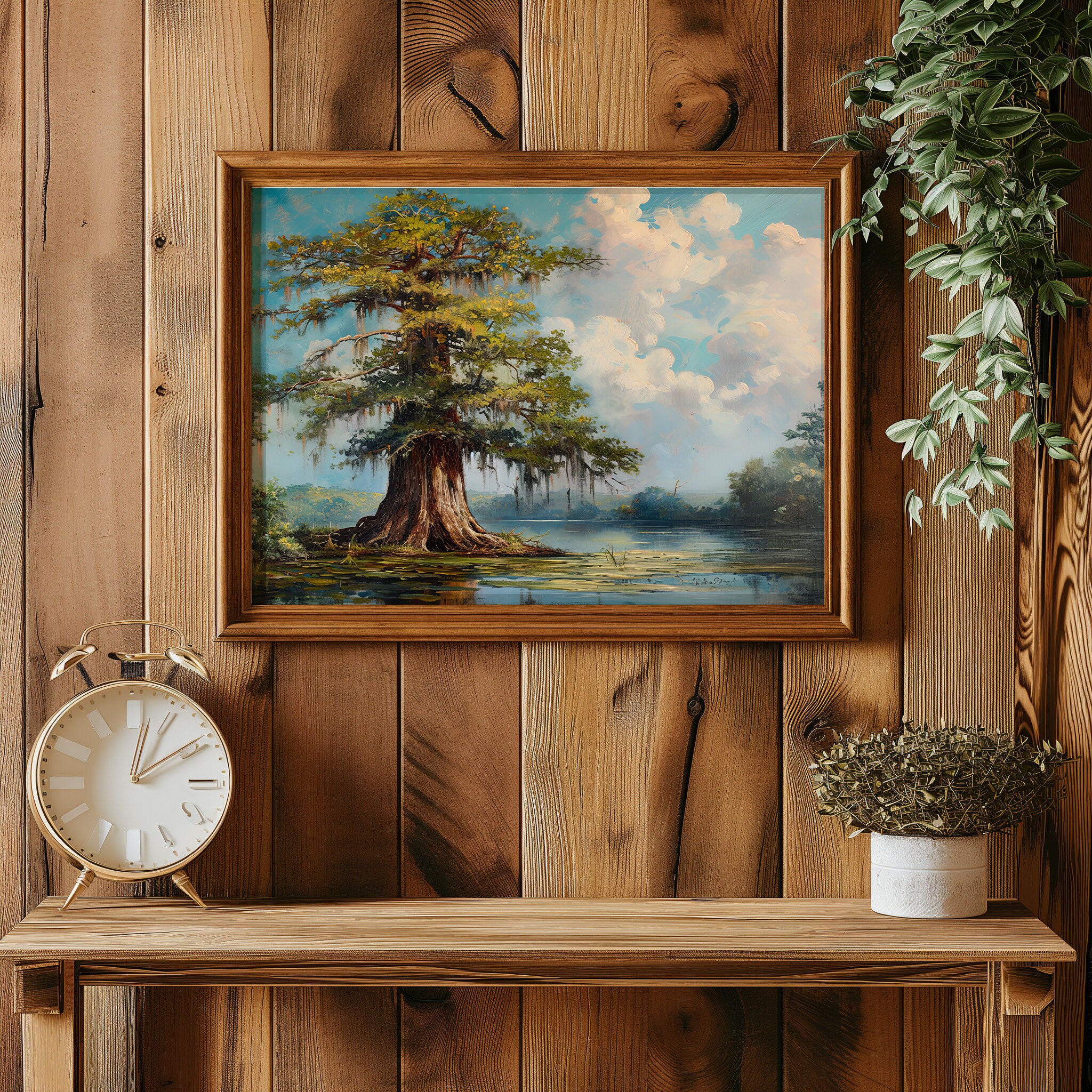 希少サイプレスヒル９６年製タペストリー当時ハリウッドで購入Cypresshill Bald Cypress Tree | Vintage Painting | Vintage Landscape Painting