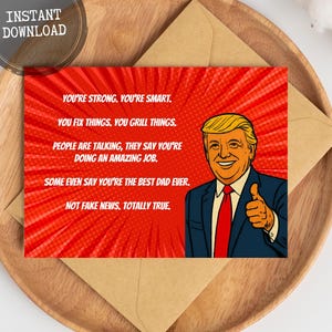 Lustige Trump Vatertagskarte, lustige erste Vatertagskarte von Frau, Comic-Stil druckbare DIY Karte für Papa Ehemann New Dad