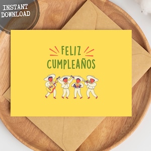 Feliz Cumpleanos Printable Foldable Card, Instant Download PDF, Birthday, Feliz Cumple, Tarjeta de cumpleaños