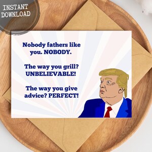 Lustige Trump Vatertagskarte, lustige erste Vatertagskarte von Frau, Comic-Stil druckbare DIY Karte für Papa Ehemann New Dad