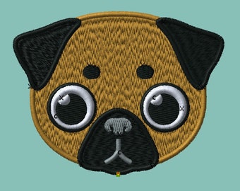 Pug dog embroidery stitch file
