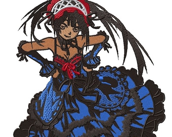 Anime girl in dress embroidery file