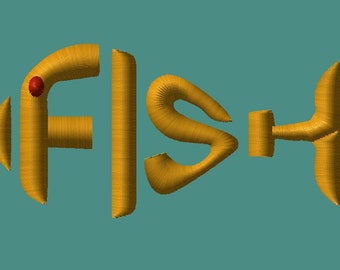 Fish text embroidery file