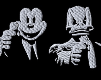 Pulp Fiction Mickey Mouse and Donald Duck embroidery file