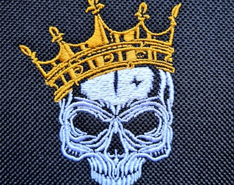 Skull with crown embroidery patch