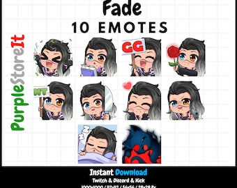 10 Fade emotes from Valorant | Twitch Emotes | Discord Emotes | Kick Emotes  | Emotes Bundle