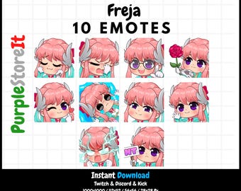 10 DokiWatch Freja Legendary Skin emotes from Overwatch | Twitch Emotes | Discord Emotes | Kick Emotes | Emote Bundle