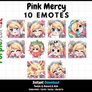 10 emote di Mercy rosa da Overwatch / Emote di Twitch / Emote di Discord / Emote di calcio / Bundle di emote