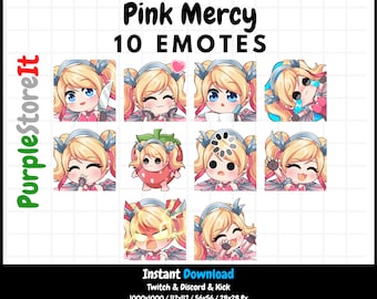 10 Pink Mercy emotes from Overwatch | Twitch Emotes | Discord Emotes | Kick Emotes | Emotes Bundle