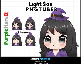 PNGtuber / Light skin girl / Black hair / Black eyes / Halloween / Twitch / Discord / Kick