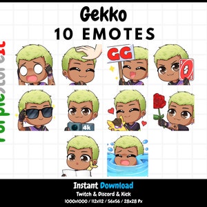 10 Gekko emotes from Valorant | Twitch Emotes | Discord Emotes | Kick Emotes  | Emote Bundle