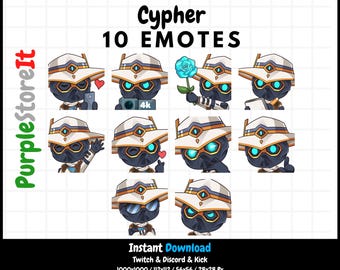 10 Cypher emotes from Valorant | Twitch Emotes | Discord Emotes | Kick Emotes  | Emotes Bundle