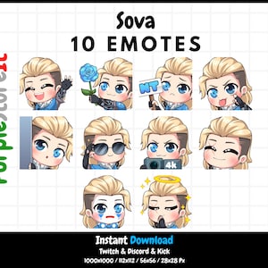 10 Sova Emotes von Valorant | Twitch Emotes | Discord Emotes | Kick Emotes | Emotes bündeln