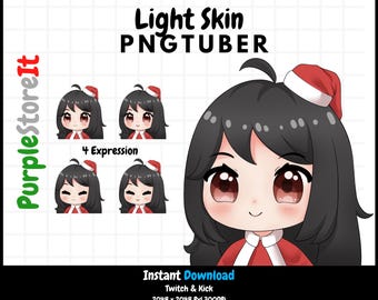 PNGtuber | Light Skin girl | Black hair | Brown Eyes | Christmas | Twitch | Discord | Kick