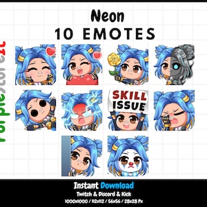 10 Neon emotes from Valorant | Twitch Emotes | Discord Emotes | Kick Emotes  | Emotes Bundle