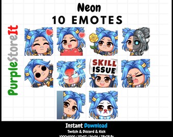 10 Neon emotes from Valorant | Twitch Emotes | Discord Emotes | Kick Emotes  | Emotes Bundle