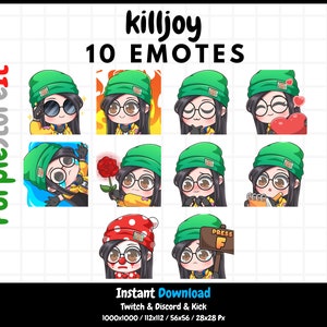 10 emote Killjoy da Valorant / Emote Twitch / Emote Discord / Emote Kick / Emote Bundle
