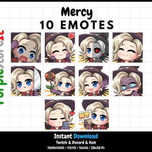 10 Witch Mercy emotes from Overwatch | Twitch Emotes | Discord Emotes | Kick Emotes | Emotes Bundle
