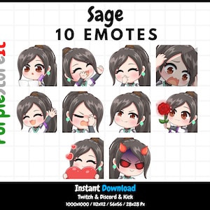 10 Sage emotes from Valorant | Twitch Emotes | Discord Emotes | Kick Emotes | Emotes Bundle