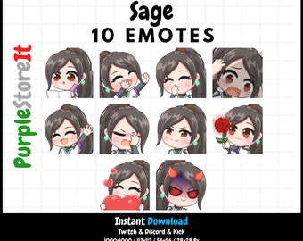 10 Sage emotes from Valorant | Twitch Emotes | Discord Emotes | Kick Emotes | Emotes Bundle