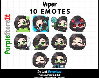 10 Viper emotes from Valorant | Twitch Emotes | Discord Emotes | Kick Emotes  | Emotes Bundle