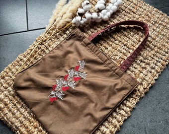 Handmade ethnic shopper bag with embroidery. Size 36×33×6cm. Made in Ukraine. Bag with embroidery. Eco bag. Eco leather bag. Handmade bag